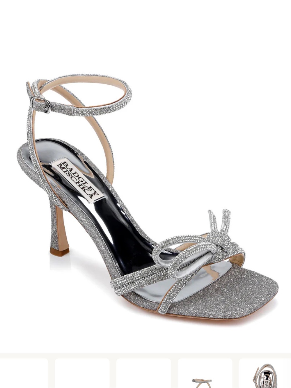 Badgley Mischka Effie Strappy Bow Heels White/Clear Women’s 6